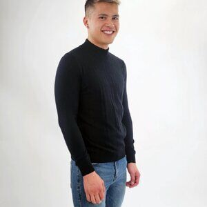Jakamen Dark Navy Mockneck Textured Sweater